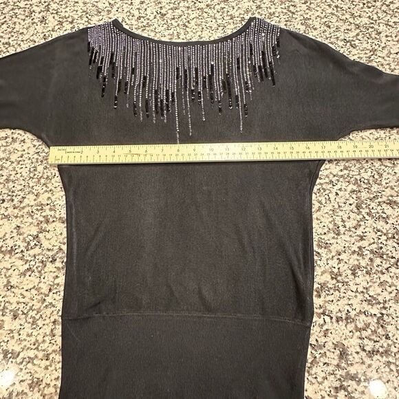 WHITE HOUSE BLACK MARKET Sequin Lightweight 3/4 Sleeve Pullover Sweater Medium - Picture 6 of 9